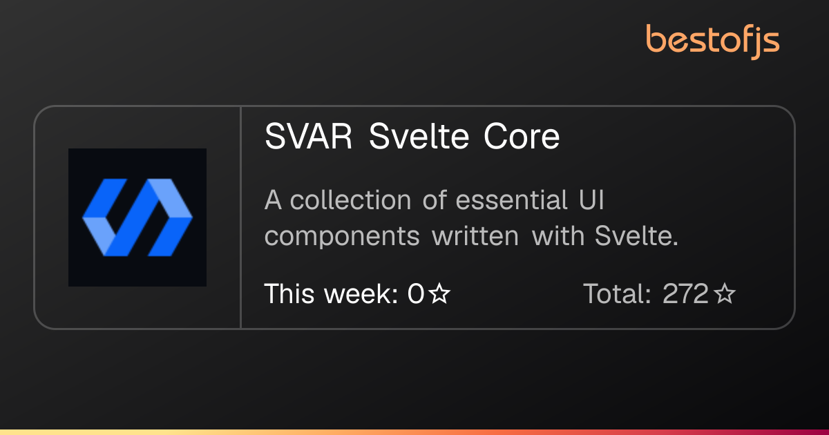 Best of JS • SVAR Svelte Core