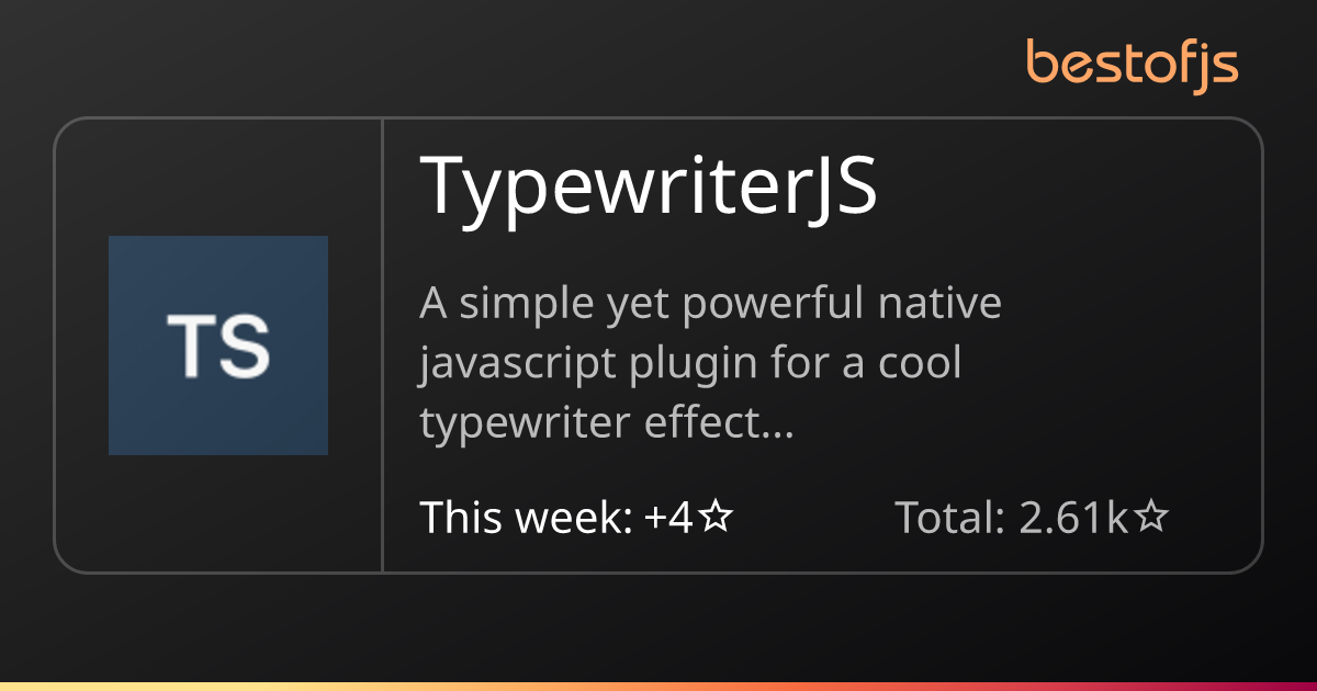 Best of JS • TypewriterJS